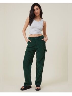Cotton On Forest Green Wide-Leg Corduroy Pants